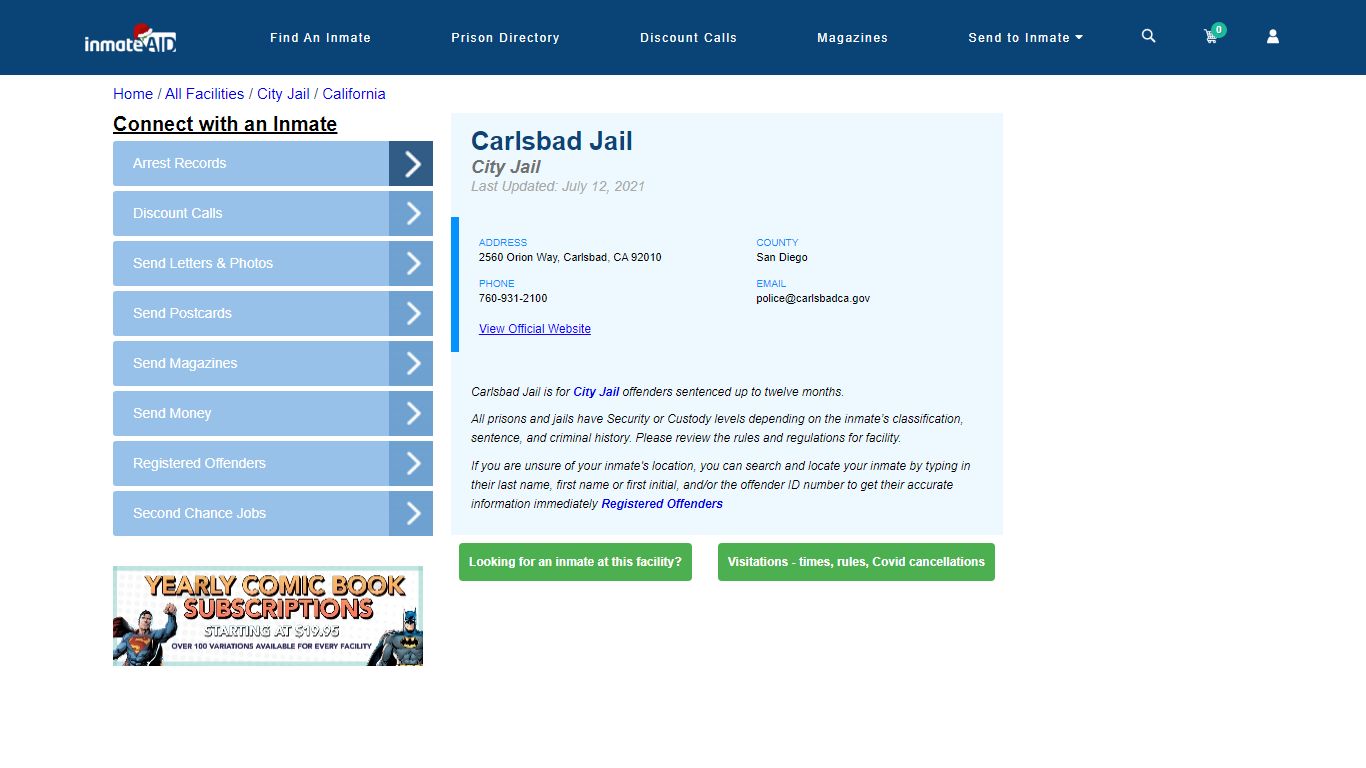 Carlsbad Jail | Inmate Locator