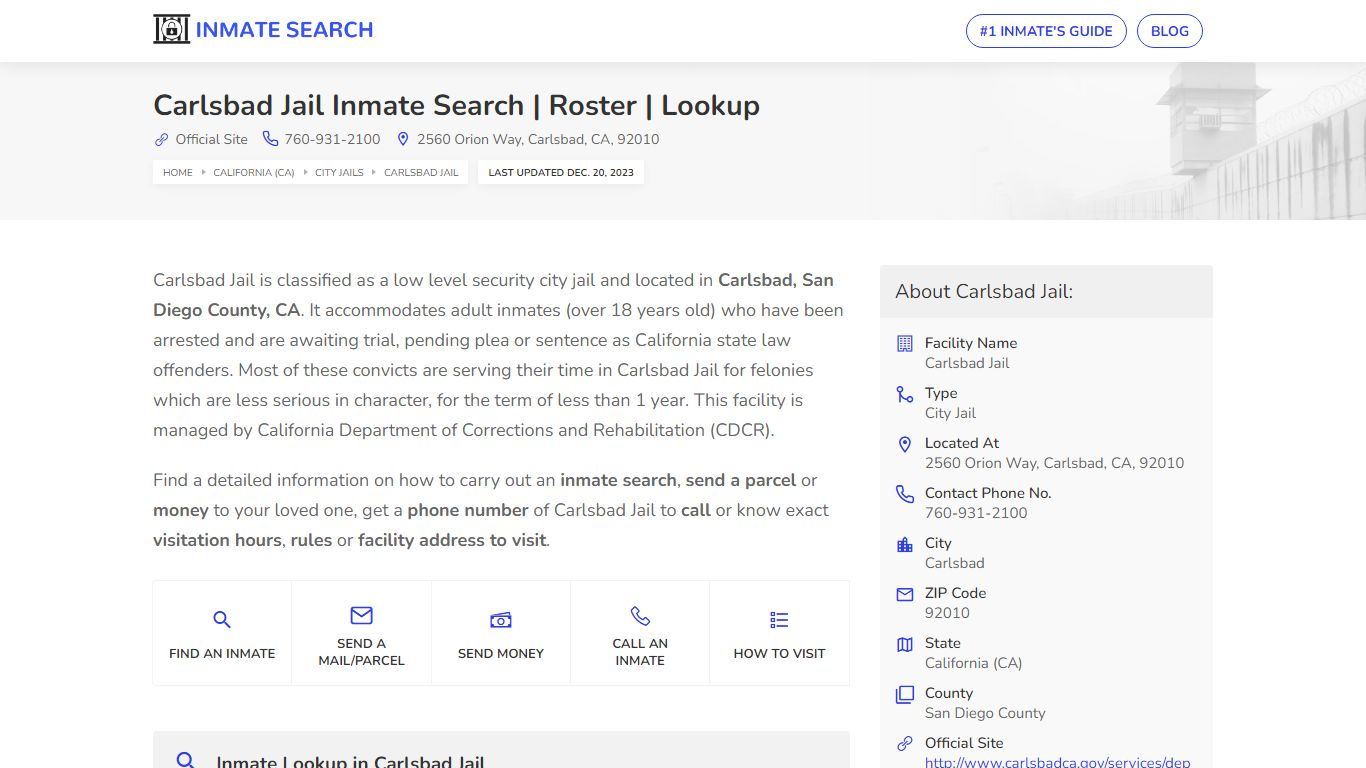 Carlsbad Jail Inmate Search | Roster | Lookup